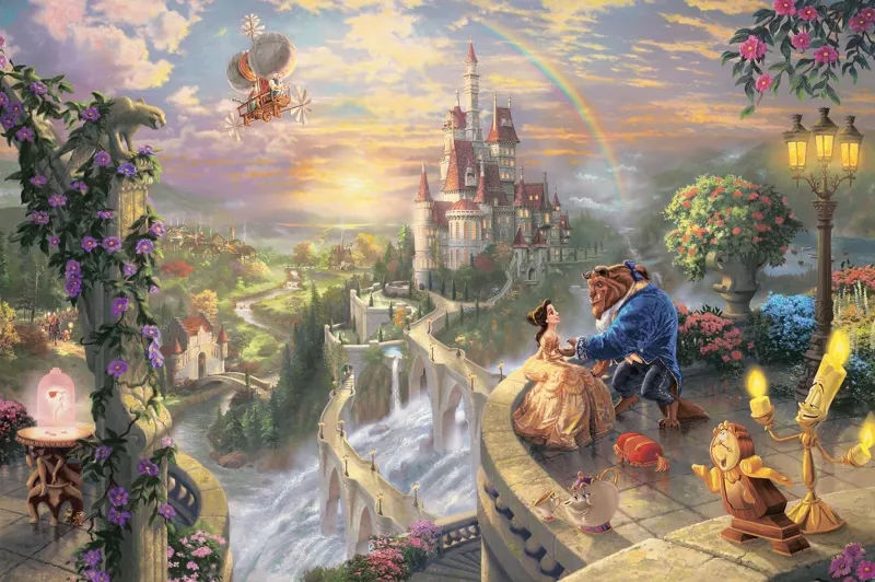 Schmidt - Thomas Kinkade: Disney Beauty and the Beast Falling in Love - 1000 Piece Jigsaw Puzzle Outlet
