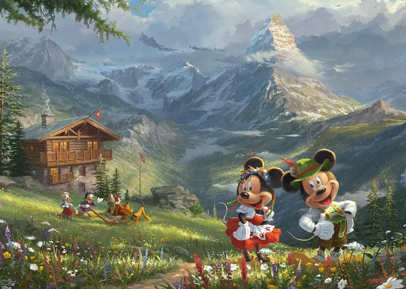 Schmidt - Thomas Kinkade: Disney Mickey & Minnie in the Alps - 1000 Piece Jigsaw Puzzle Outlet