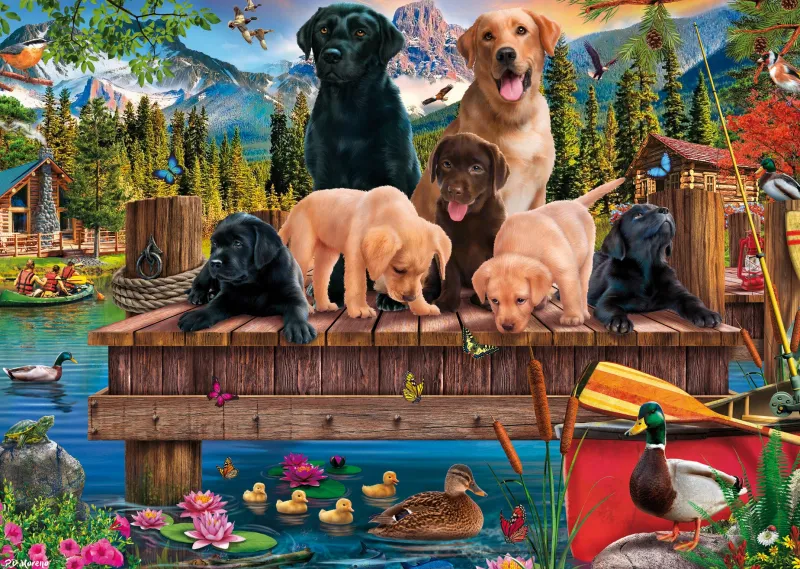 Schmidt Shmidt - Dog Family by the Lake - 1000 Piece Jigsaw Puzzle New