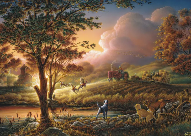 Schmidt Shmidt - Terry Redlin: Sun Gold over Ripe Fields - 1000 Piece Jigsaw Puzzle Clearance