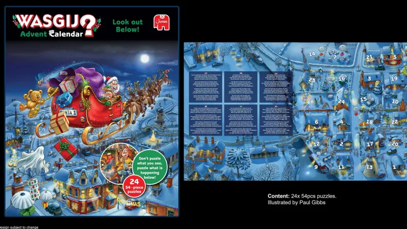 Wasgij Advent Calendar - Look out Below! - 24 x 54 Piece Jigsaw Puzzles New